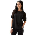 Black - Front - Dorothy Perkins Womens-Ladies Dobby Spotted Chiffon Contrast Sleeves Blouse