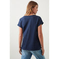 Navy - Back - Dorothy Perkins Womens-Ladies Broderie Cotton V Neck T-Shirt