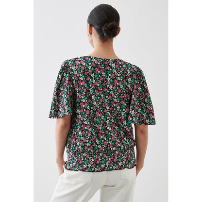 Pink - Back - Dorothy Perkins Womens-Ladies Shirred Hem Petite Angel Sleeve Top