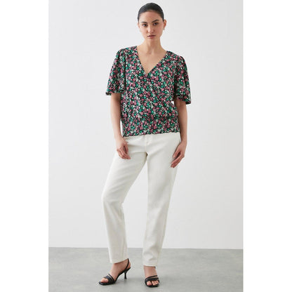 Pink - Side - Dorothy Perkins Womens-Ladies Shirred Hem Petite Angel Sleeve Top