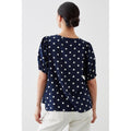 Navy - Back - Dorothy Perkins Womens-Ladies Spotted Overhead Petite Puffed Shirt