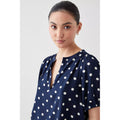 Navy - Side - Dorothy Perkins Womens-Ladies Spotted Overhead Petite Puffed Shirt