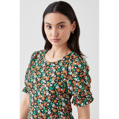 Multicoloured - Side - Dorothy Perkins Womens-Ladies Ditsy Print Petite Short-Sleeved Mini Dress