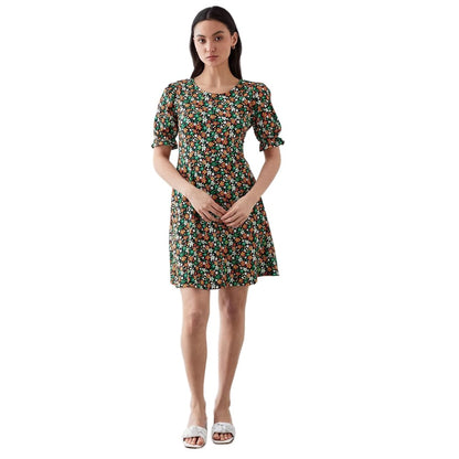 Multicoloured - Front - Dorothy Perkins Womens-Ladies Ditsy Print Petite Short-Sleeved Mini Dress
