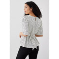 Ivory - Back - Dorothy Perkins Womens-Ladies Spotted Angel Sleeve Blouse