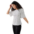 Ivory - Front - Dorothy Perkins Womens-Ladies Spotted Angel Sleeve Blouse