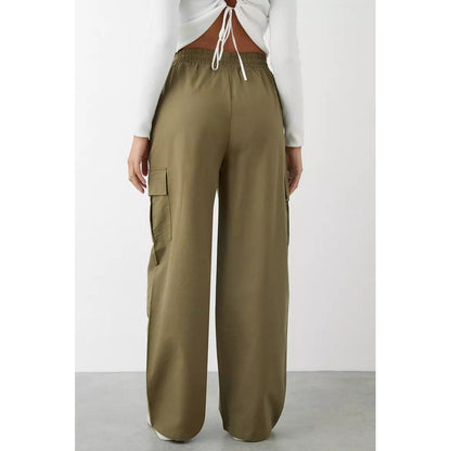 Khaki - Back - Dorothy Perkins Womens-Ladies Drawstring Cargo Trousers