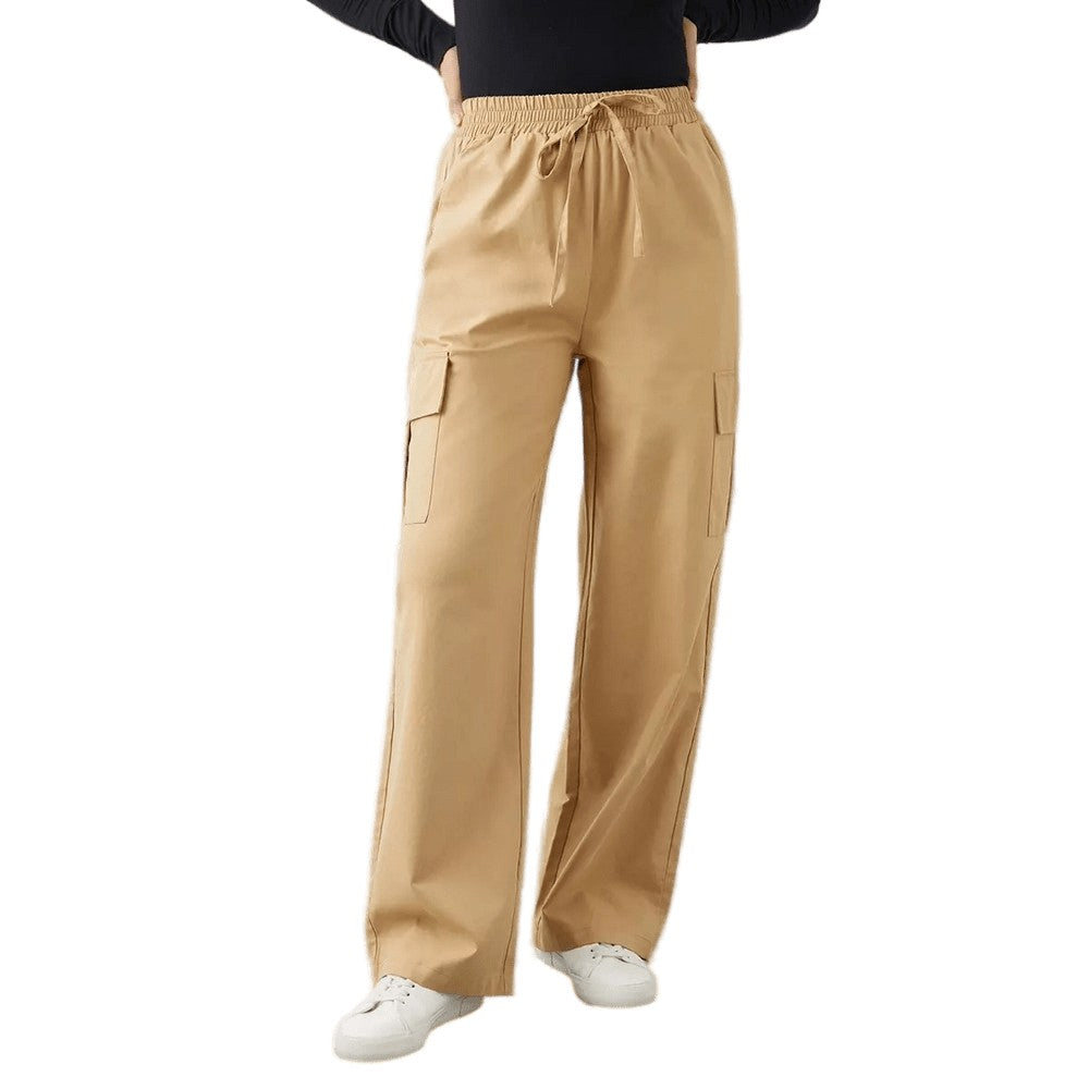 Camel - Front - Dorothy Perkins Womens-Ladies Drawstring Cargo Trousers
