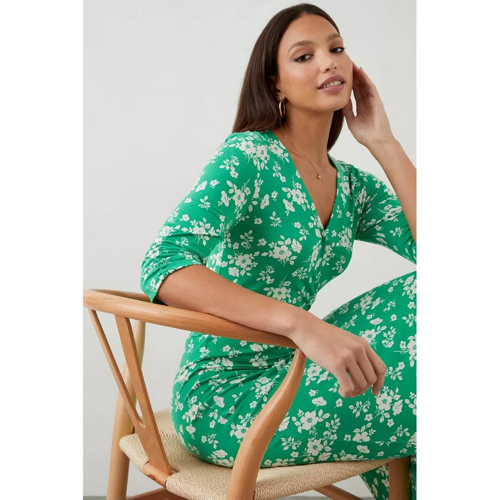 Green - Lifestyle - Dorothy Perkins Womens-Ladies Floral Wrap Tall Midi Dress