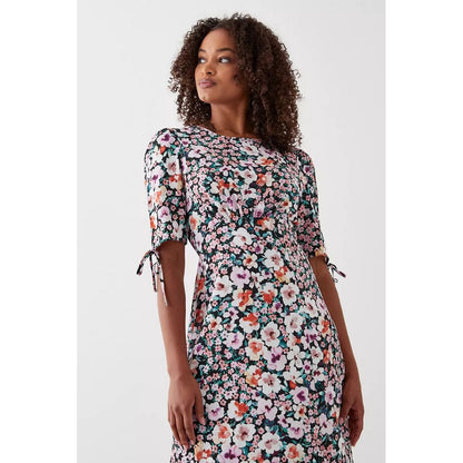 Multicoloured - Side - Dorothy Perkins Womens-Ladies Floral Tall Ruched Midi Dress