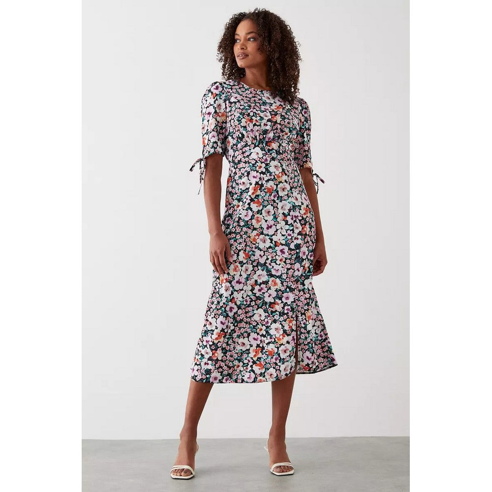 Multicoloured - Lifestyle - Dorothy Perkins Womens-Ladies Floral Tall Ruched Midi Dress