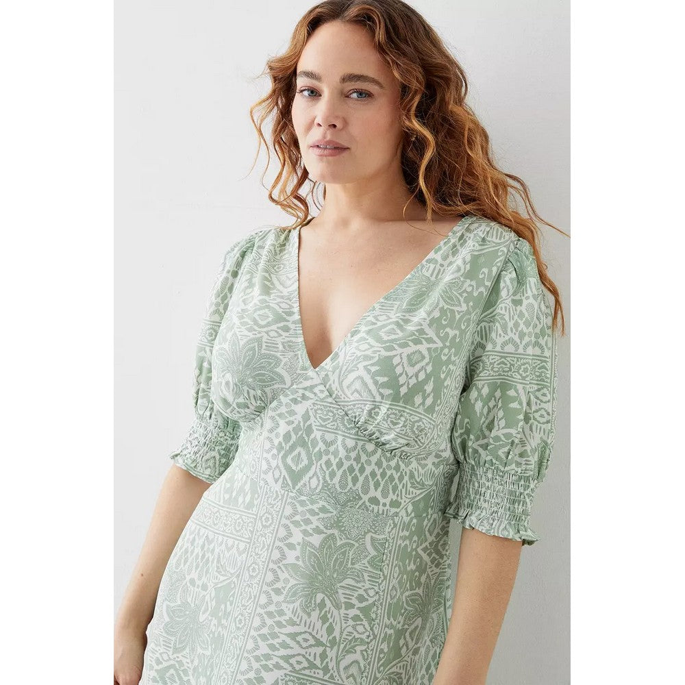 Dorothy Perkins Womens/Ladies Tile Print Shirred Cuff Plus Midi Dress –  Universal Textiles