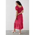 Red - Back - Dorothy Perkins Womens-Ladies Floral Shirred Midi Dress