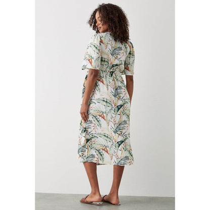 Ivory - Back - Dorothy Perkins Womens-Ladies Palm Print Wrap Midi Dress
