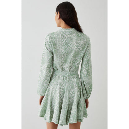 Green - Back - Dorothy Perkins Womens-Ladies Ikat Mini Shirt Dress