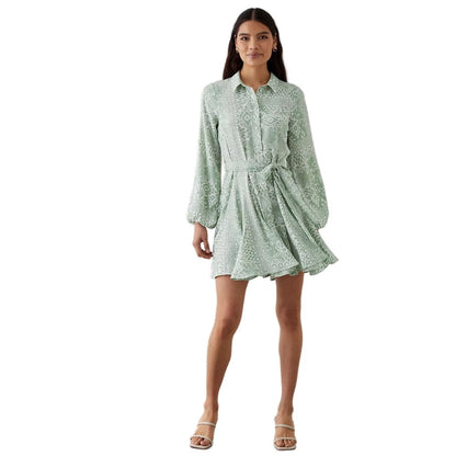 Green - Front - Dorothy Perkins Womens-Ladies Ikat Mini Shirt Dress