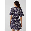 Navy - Back - Dorothy Perkins Womens-Ladies Floral Flutter Mini Dress
