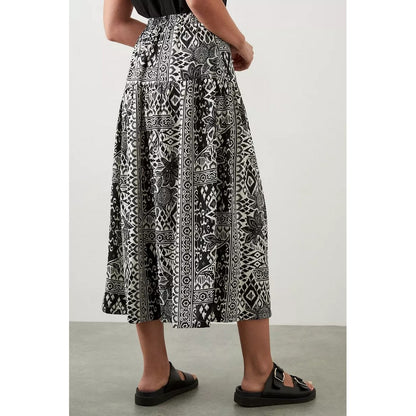 Monochrome - Back - Dorothy Perkins Womens-Ladies Scarf Print Drop Hem Midi Skirt