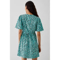 Green - Back - Dorothy Perkins Womens-Ladies Animal Print Flutter Mini Dress