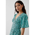 Green - Side - Dorothy Perkins Womens-Ladies Animal Print Flutter Mini Dress