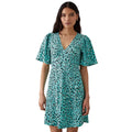 Green - Front - Dorothy Perkins Womens-Ladies Animal Print Flutter Mini Dress