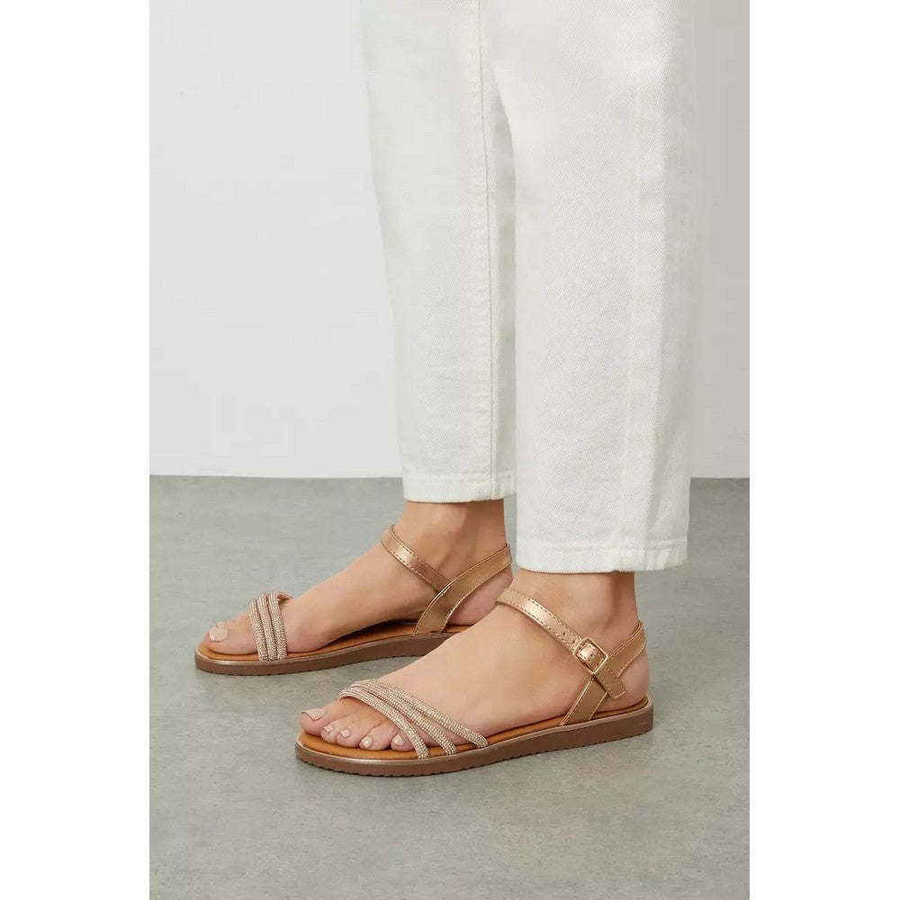 Sandales Compensées Dorothy Perkins - Taille UK 7 (EU40), Marron Cuir, Semelle Plateforme 3 Pouces - Occasion