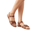 Tan - Front - Dorothy Perkins Womens-Ladies Florence Crossover Side Strap Flat Sandals