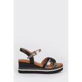 Black - Side - Good For The Sole Womens-Ladies Amber Wedge Sandals