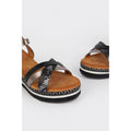 Black - Back - Good For The Sole Womens-Ladies Amber Wide Wedge Sandals