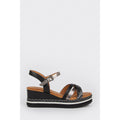 Black - Side - Good For The Sole Womens-Ladies Amber Wide Wedge Sandals