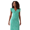 Green - Side - Dorothy Perkins Womens-Ladies Ditsy Print Wrap Tall Frill Maxi Dress