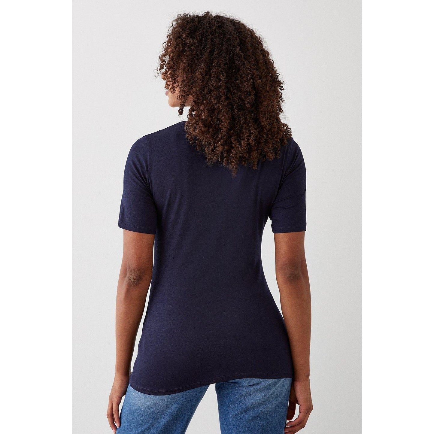 Navy - Back - Dorothy Perkins Womens-Ladies Lace Detail Tall T-Shirt