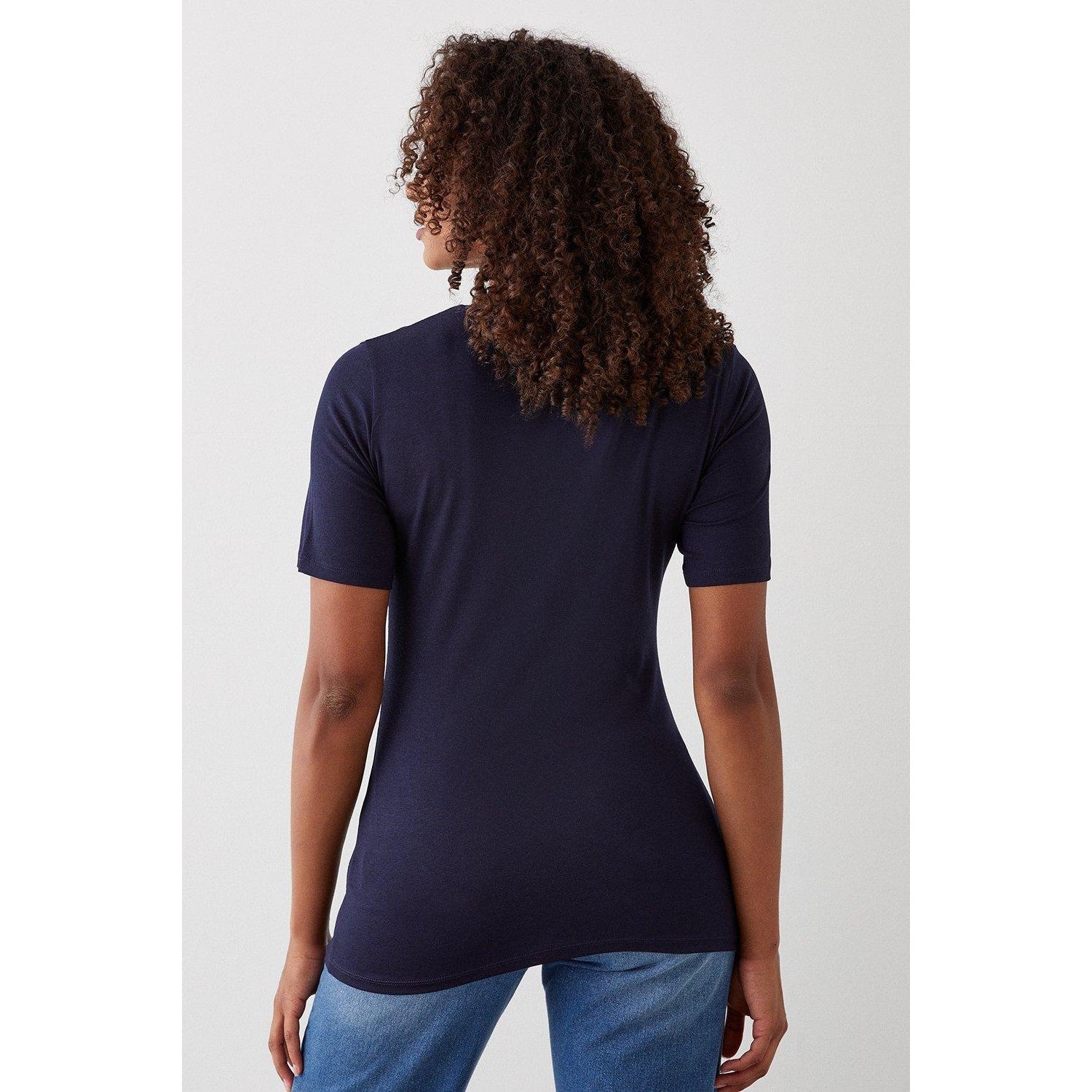 Navy - Back - Dorothy Perkins Womens-Ladies Lace Detail Tall T-Shirt