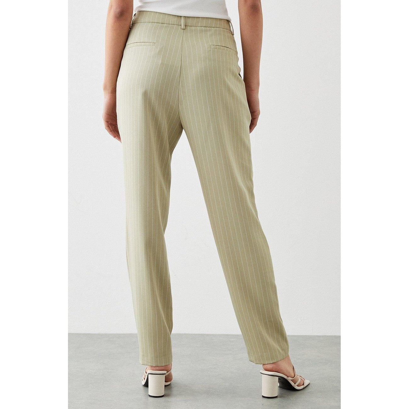 Sage - Back - Dorothy Perkins Womens-Ladies Striped Slim Leg Suit Trousers