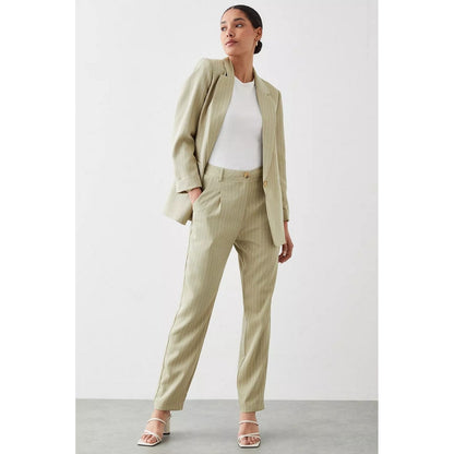 Sage - Side - Dorothy Perkins Womens-Ladies Striped Slim Leg Suit Trousers
