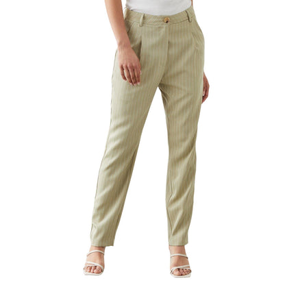 Sage - Front - Dorothy Perkins Womens-Ladies Striped Slim Leg Suit Trousers