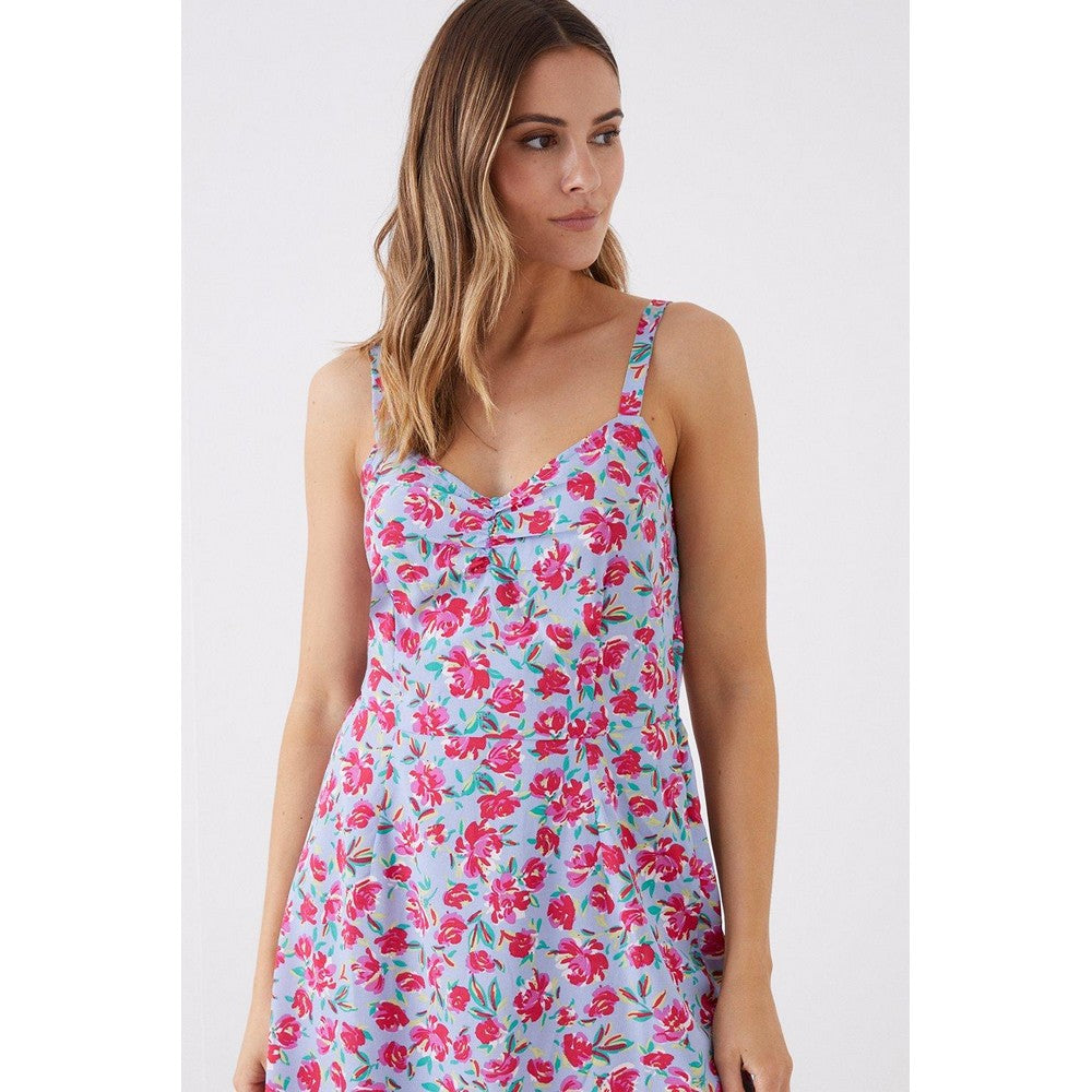 Blue - Side - Dorothy Perkins Womens-Ladies Floral V Neck Mini Dress