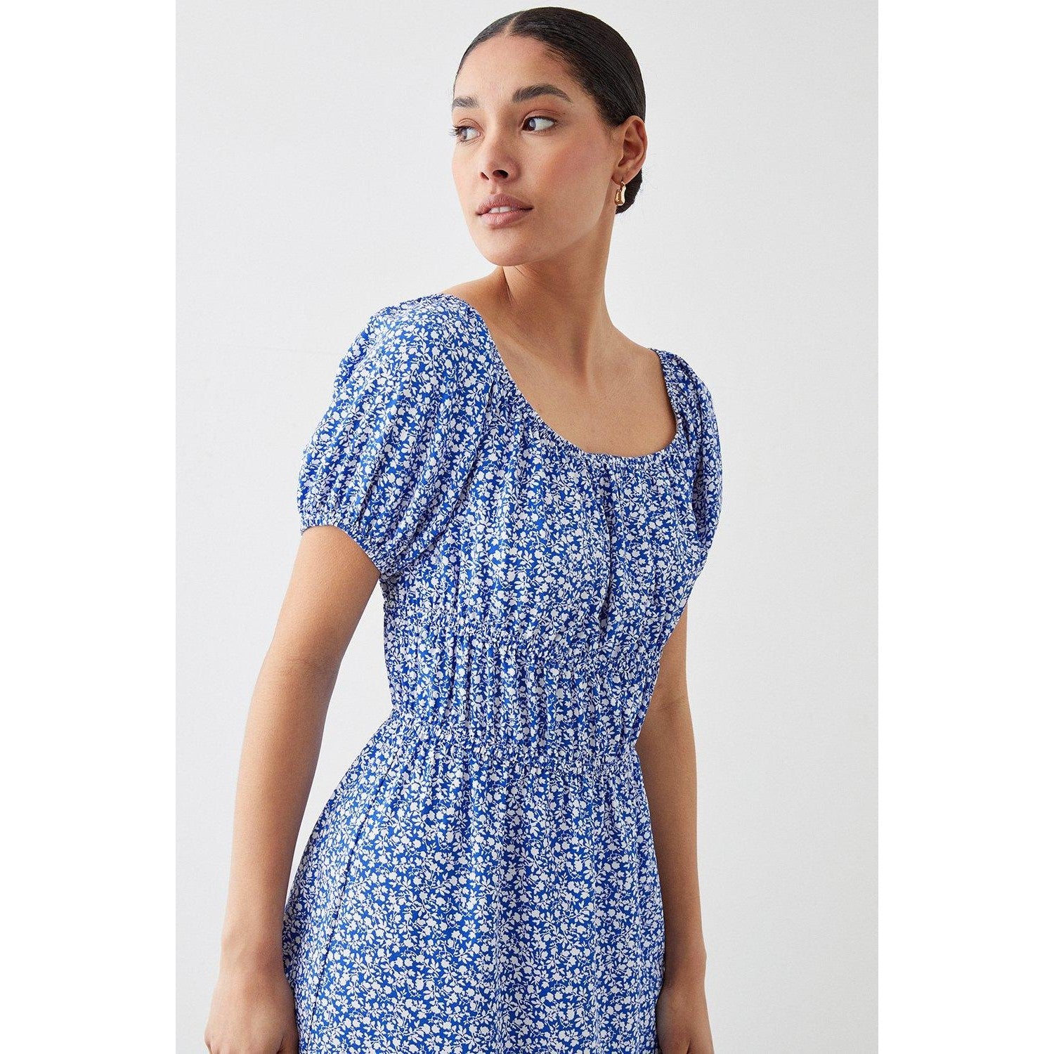 Blue - Side - Dorothy Perkins Womens-Ladies Ditsy Print Midi Dress