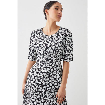 Monochrome - Side - Dorothy Perkins Womens-Ladies Floral Flutter Midi Dress