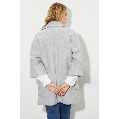 Grey Marl - Back - Dorothy Perkins Womens-Ladies Edge To Edge Relaxed Fit Coat
