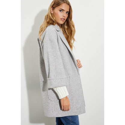 Grey Marl - Pack Shot - Dorothy Perkins Womens-Ladies Edge To Edge Relaxed Fit Coat