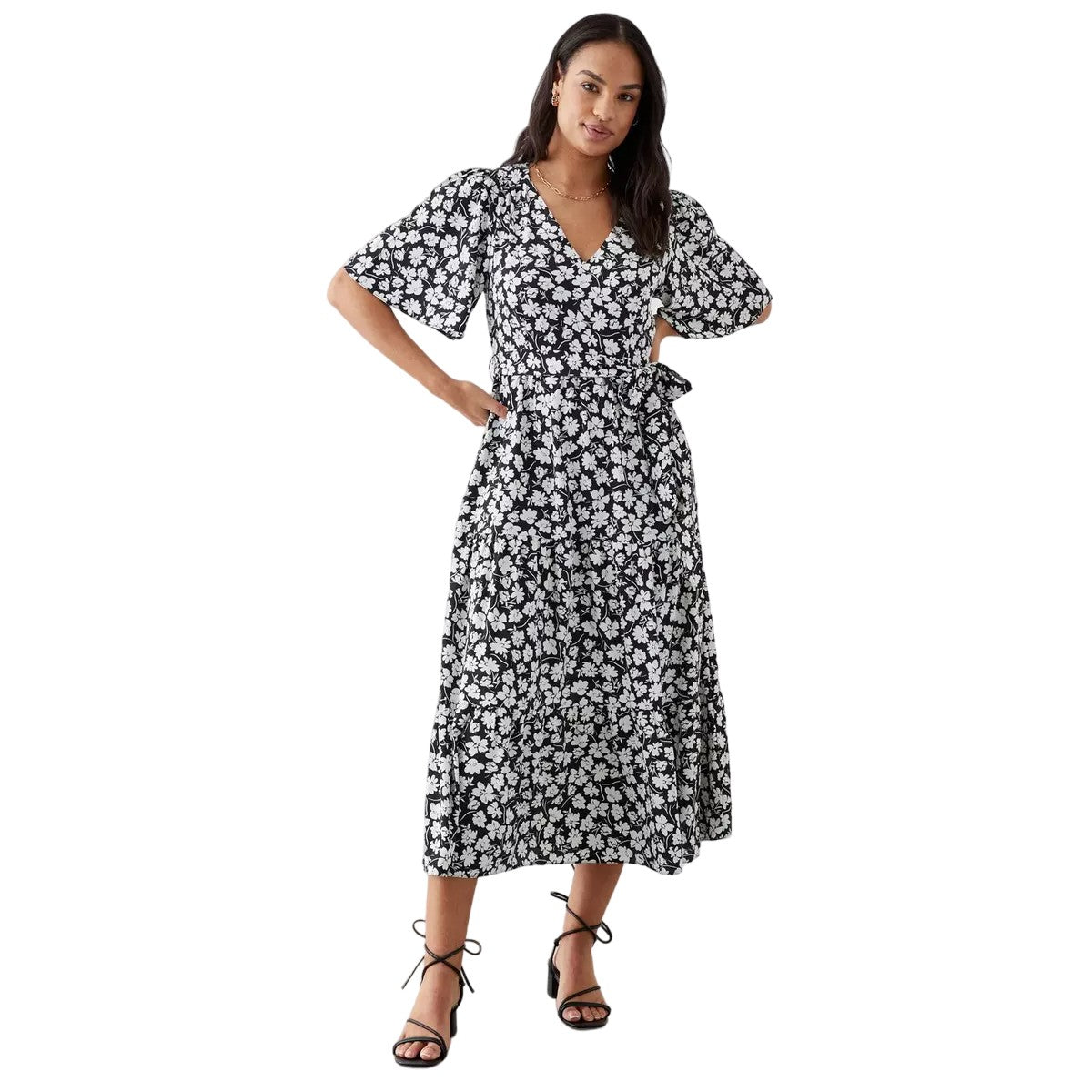 Dorothy Perkins Womens/Ladies Floral Angel Sleeve Tiered Midi Dress –  Universal Textiles