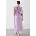 Lilac - Back - Dorothy Perkins Womens-Ladies Spotted Shirred Waist Petite Flutter Midi Dress