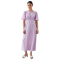 Lilac - Front - Dorothy Perkins Womens-Ladies Spotted Shirred Waist Petite Flutter Midi Dress