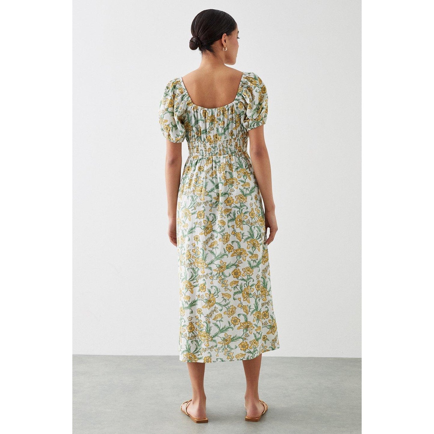Yellow - Back - Dorothy Perkins Womens-Ladies Floral Front Tie Midi Dress