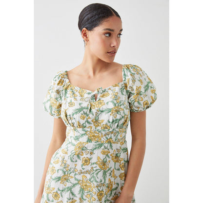 Yellow - Side - Dorothy Perkins Womens-Ladies Floral Front Tie Midi Dress