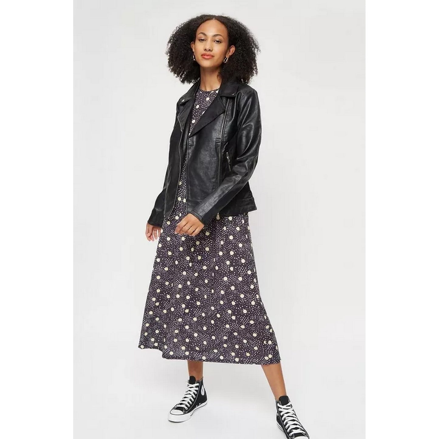 Black - Pack Shot - Dorothy Perkins Womens-Ladies Faux Leather Tall Biker Jacket