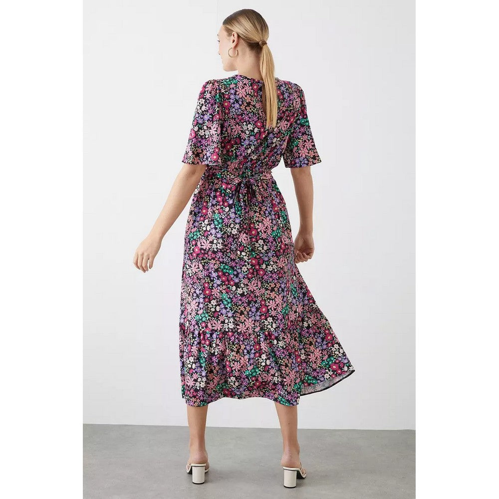 Black - Back - Dorothy Perkins Womens-Ladies Ditsy Print Tall Flutter Midi Dress