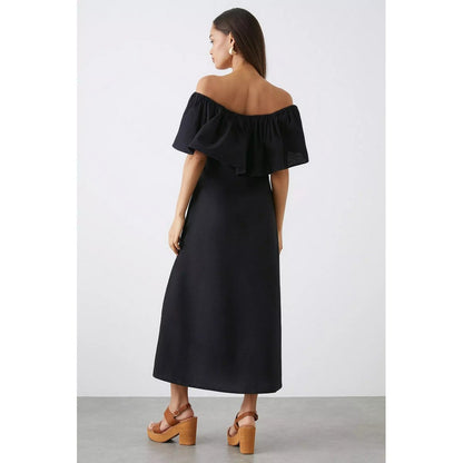 Black - Back - Dorothy Perkins Womens-Ladies Bardot Petite Midi Dress