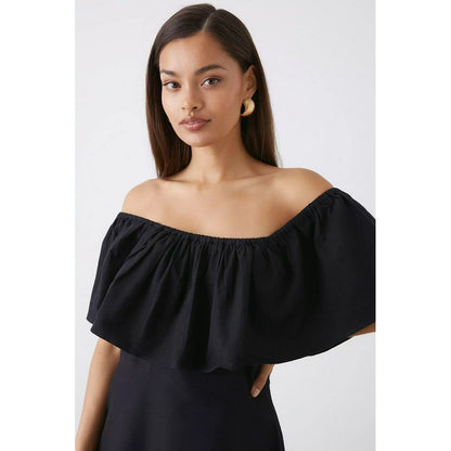 Black - Side - Dorothy Perkins Womens-Ladies Bardot Petite Midi Dress